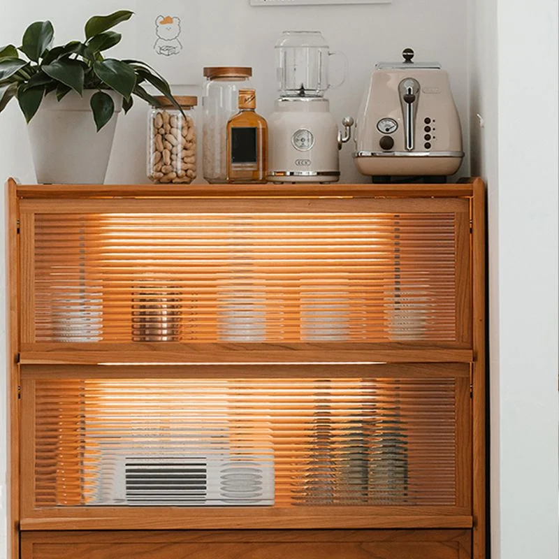 Aparador casero de 49,5 "H Aparador de almacenamiento moderno con puertas de vidrio Madera Clearhalo