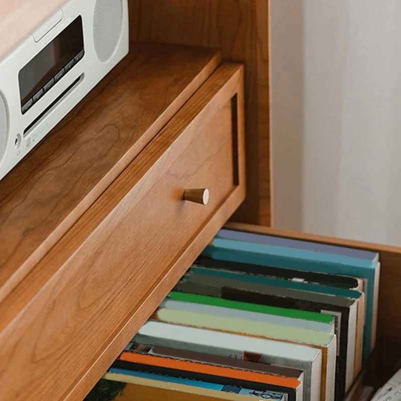 Aparador casero de 49,5 "H Aparador de almacenamiento moderno con puertas de vidrio Madera Clearhalo