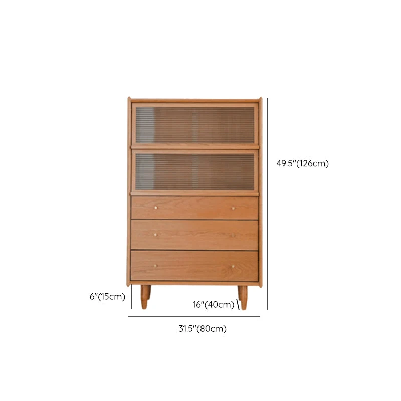 Aparador casero de 49,5 "H Aparador de almacenamiento moderno con puertas de vidrio Madera Clearhalo