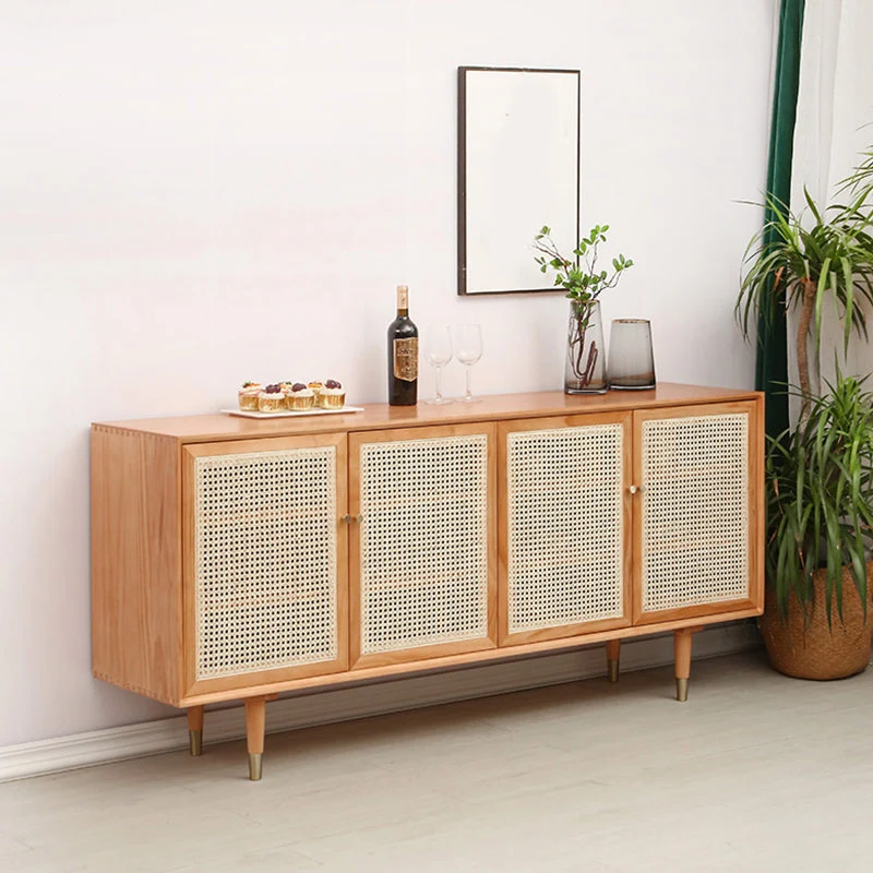 Aparador casero de madera estilo granja tablero lateral rectangular simple con puertas Clearhalo