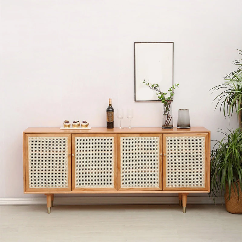 Aparador casero de madera estilo granja tablero lateral rectangular simple con puertas Clearhalo
