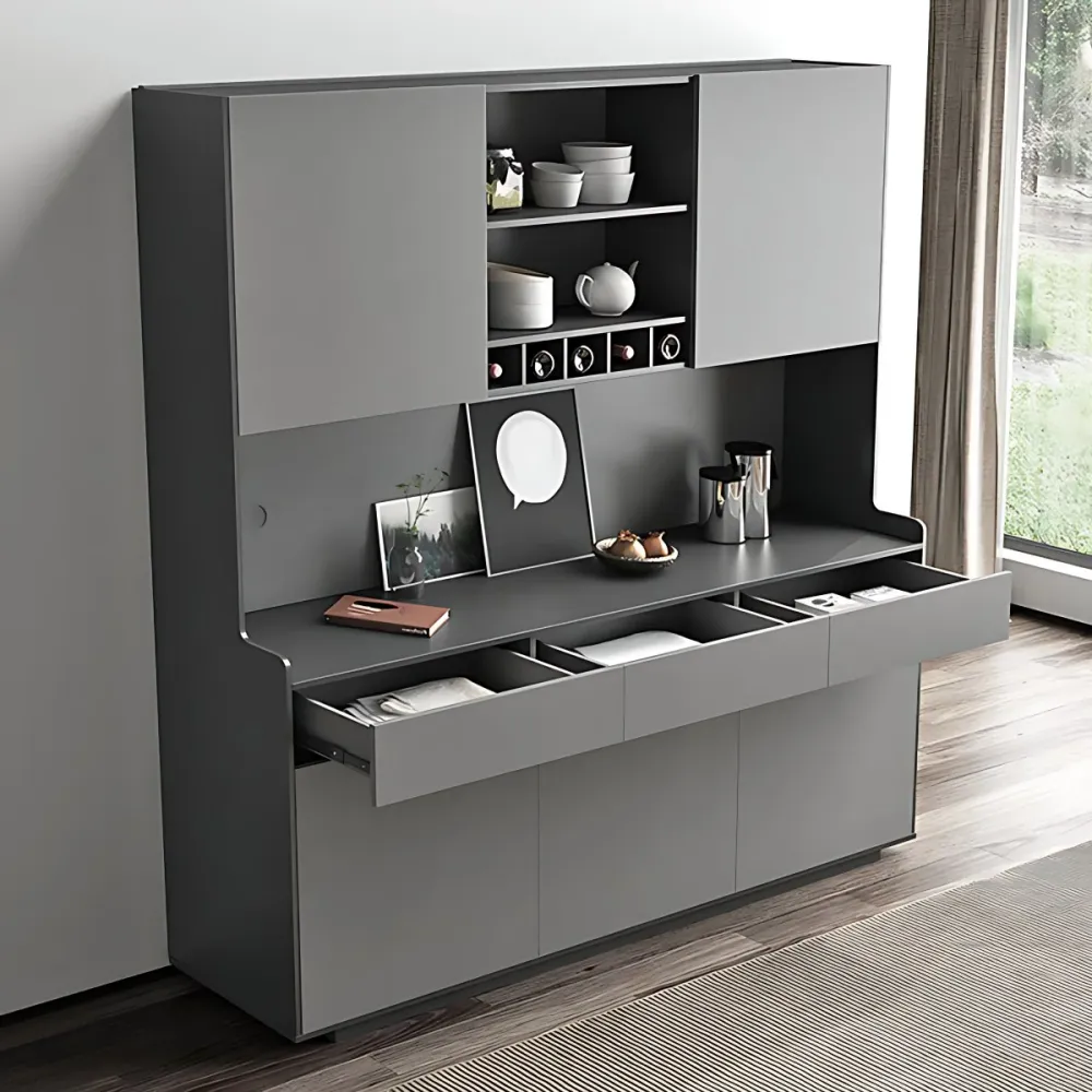 Aparador de cinco puertas y tres cajones Glam Buffet Server para sala de estar Naturales Clearhalo