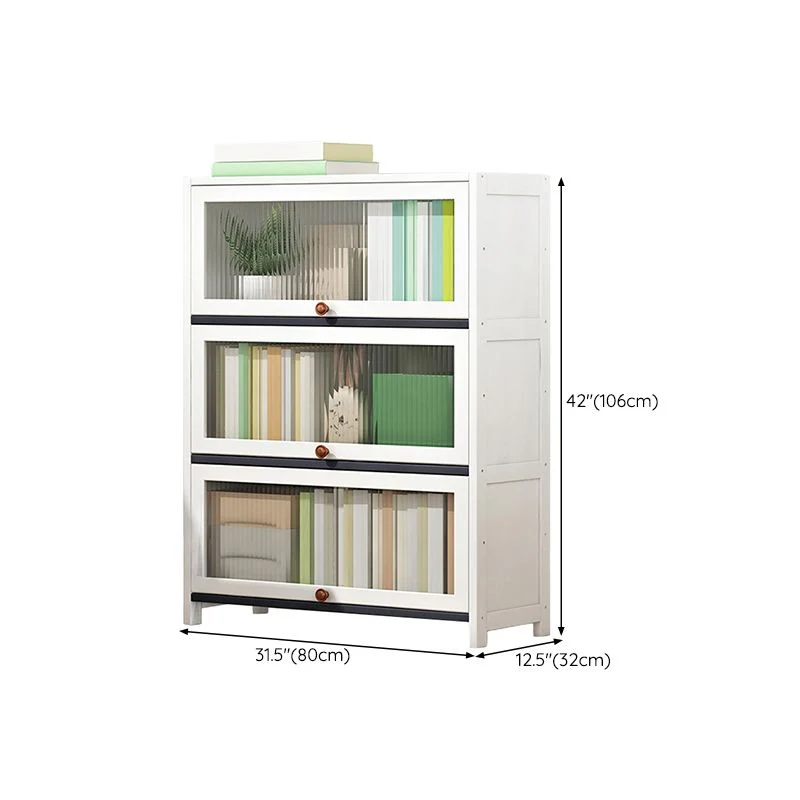 Aparador de cocina de bambú blanco, servidor de comedor Glam para sala de estar Clearhalo