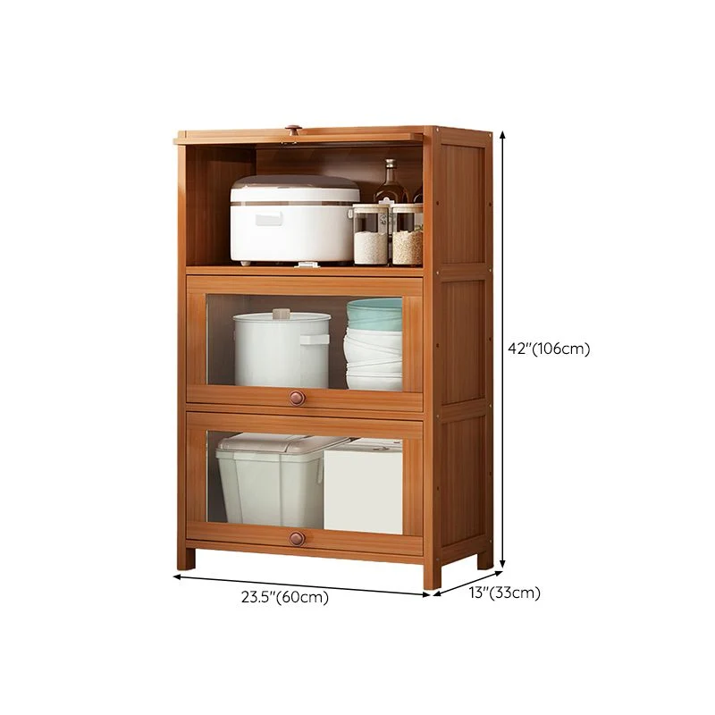 Aparador de cocina de bambú marrón, servidor de comedor Glam para sala de estar Clearhalo