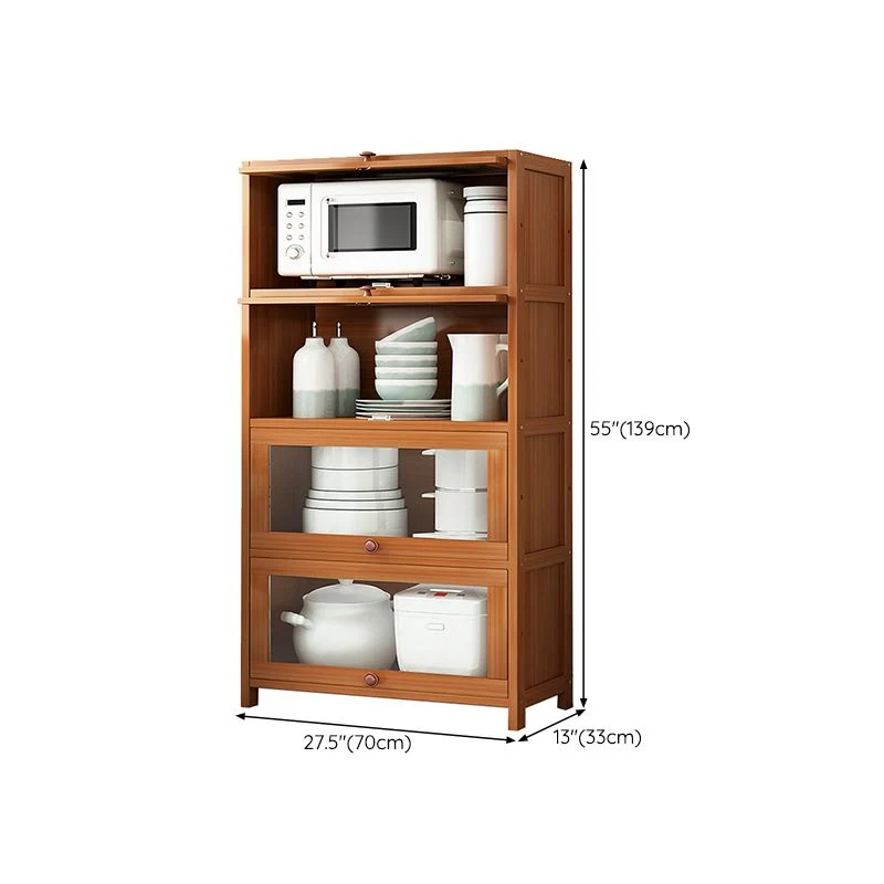 Aparador de cocina de bambú marrón, servidor de comedor Glam para sala de estar Clearhalo