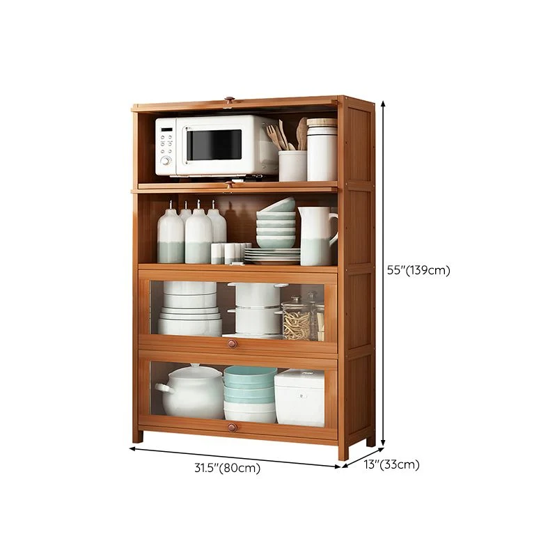 Aparador de cocina de bambú marrón, servidor de comedor Glam para sala de estar Clearhalo