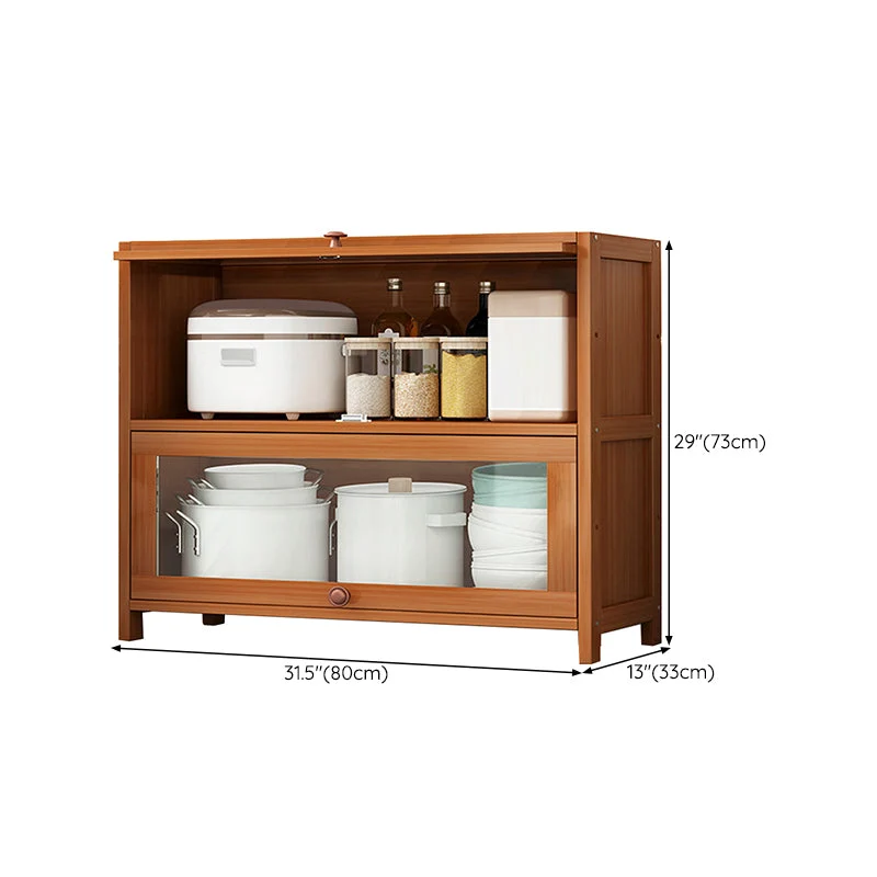 Aparador de cocina de bambú marrón, servidor de comedor Glam para sala de estar Clearhalo