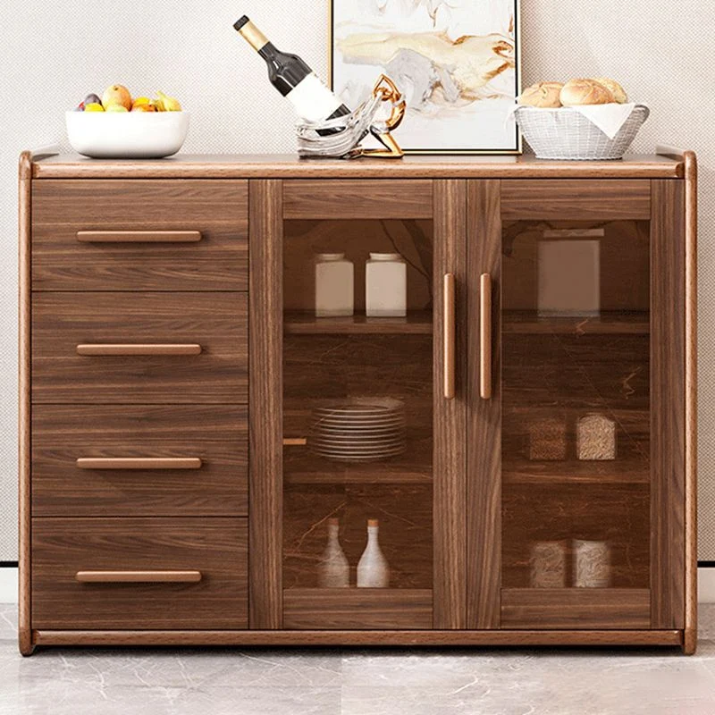 Aparador de cocina de estilo moderno Aparador de madera de ingenierí con 4 cajones Clearhalo
