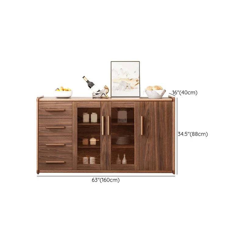 Aparador de cocina de estilo moderno Aparador de madera de ingenierí con 4 cajones Clearhalo