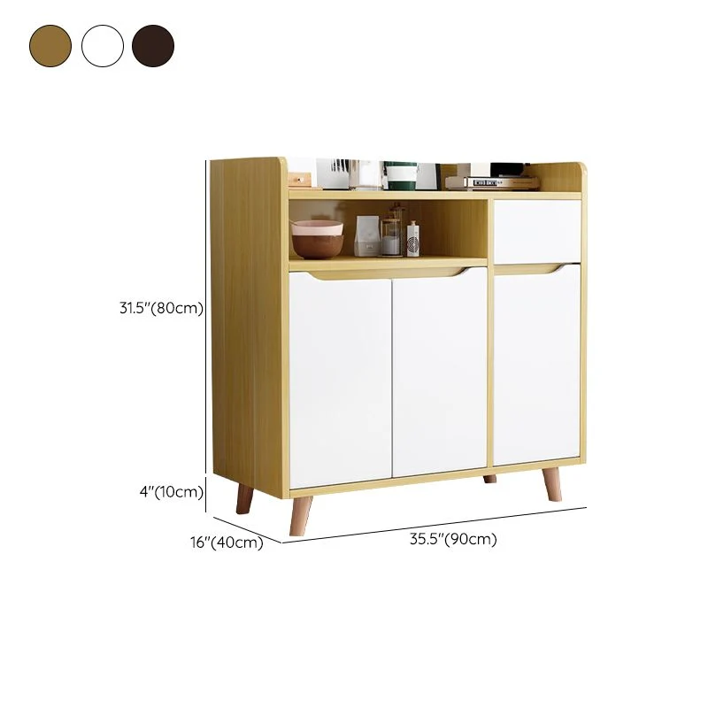 Aparador de cocina de estilo moderno Aparador de madera de ingenierí con almacenamiento abierto Nogal Clearhalo