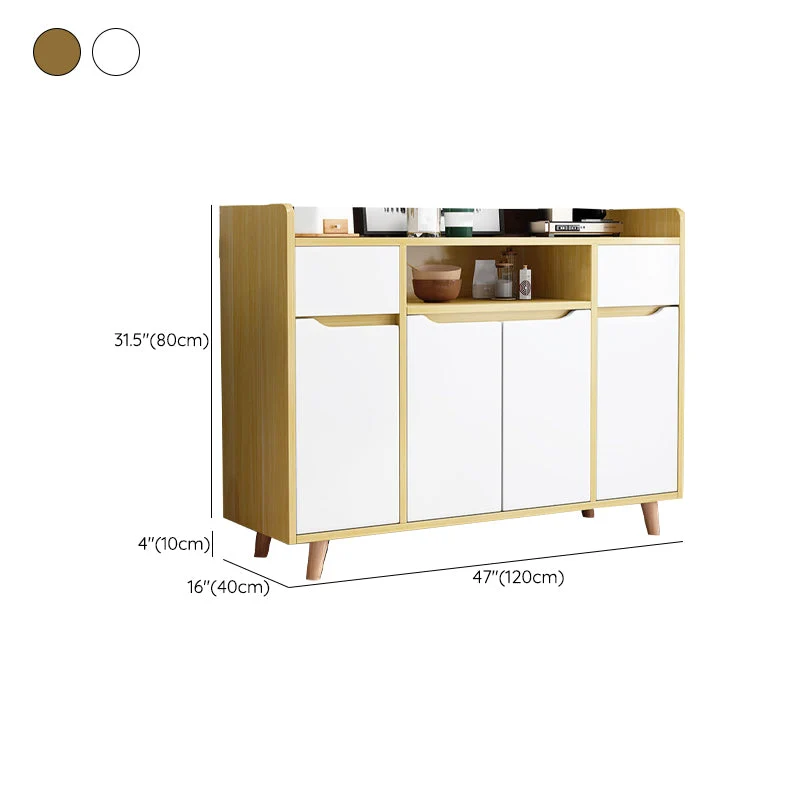 Aparador de cocina de estilo moderno Aparador de madera de ingenierí con almacenamiento abierto Nogal Clearhalo