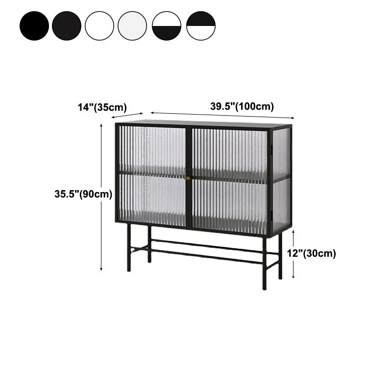 Aparador de cocina de hierro, mueble moderno para servidor con almacenamiento y puerta de cristal Negro Clearhalo