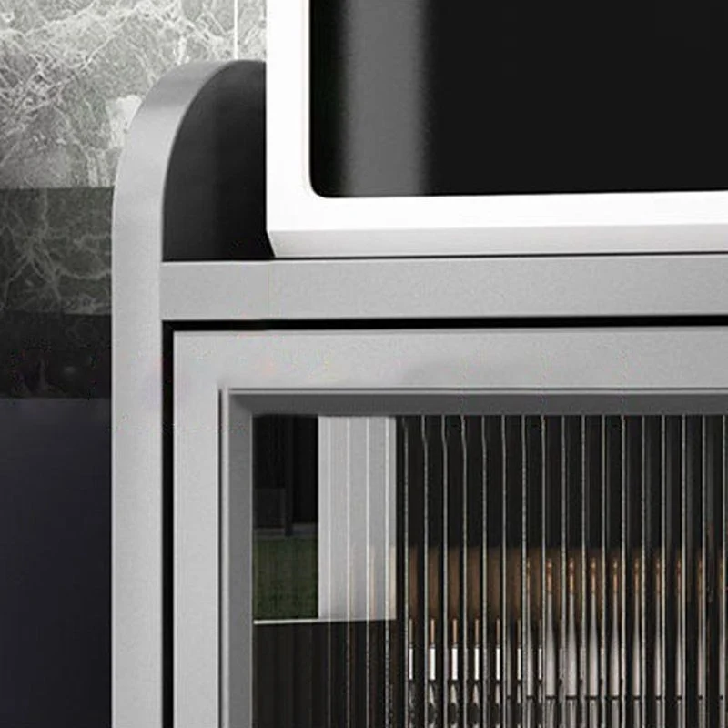 Aparador de cocina de madera de ingenierí con almacenamiento abierto Gris Clearhalo