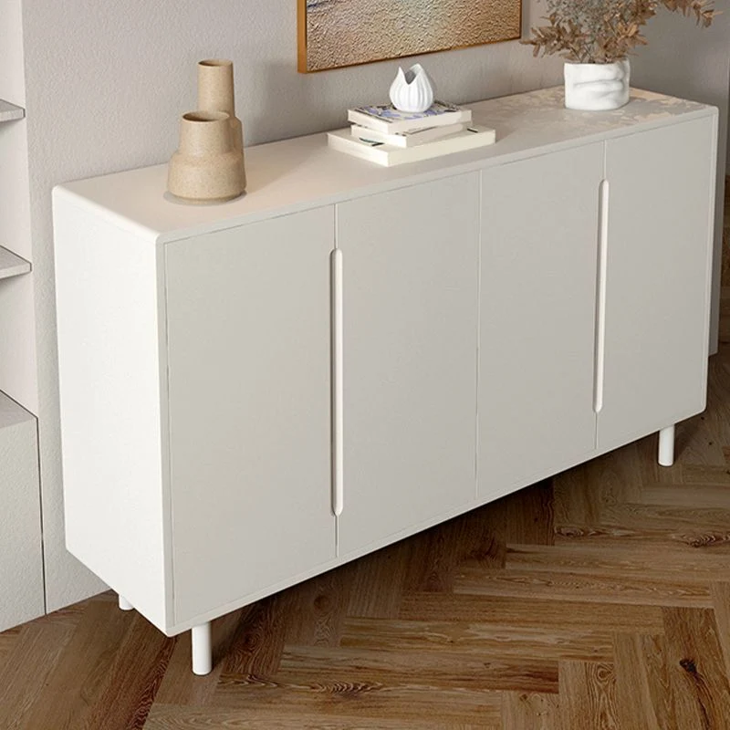 Aparador de comedor blanco moderno de madera de ingenierí con estantes ajustables Clearhalo