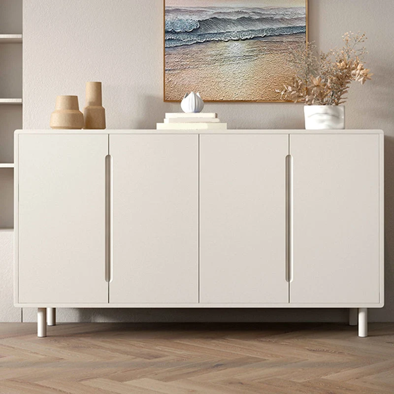 Aparador de comedor blanco moderno de madera de ingenierí con estantes ajustables Clearhalo