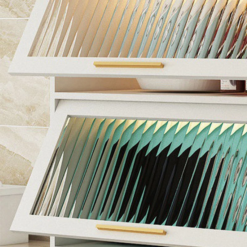 Aparador con puerta de vidrio Glam, tablero lateral de madera de ingenierí sin luces LED Gris Clearhalo