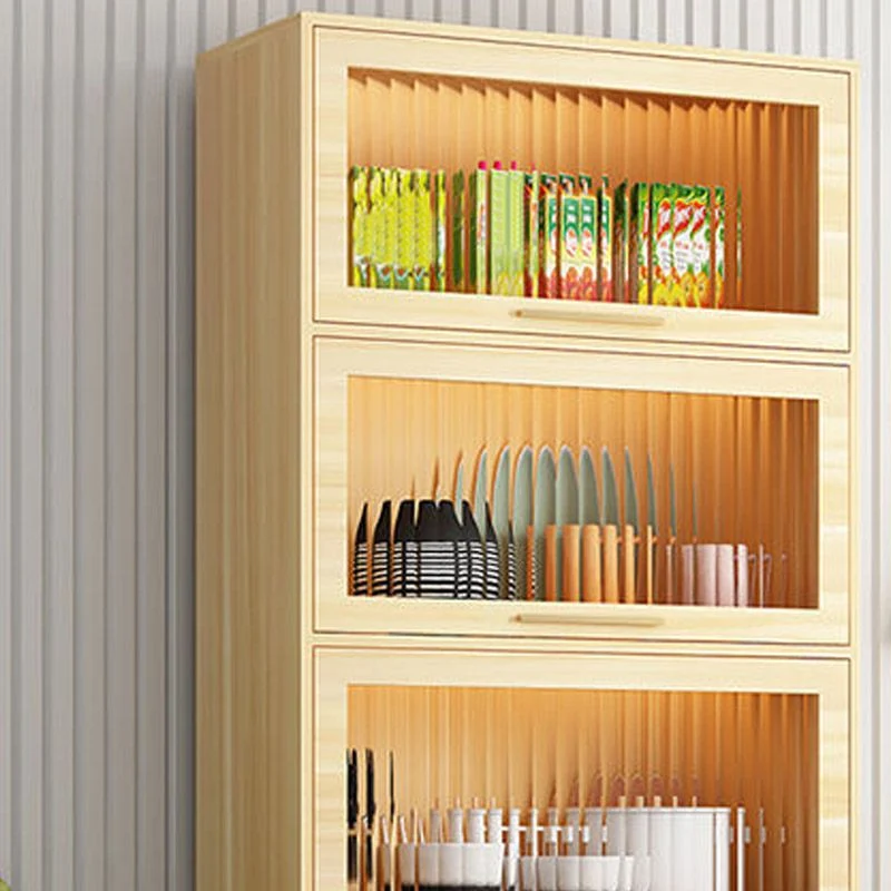 Aparador con puerta de vidrio Glam, tablero lateral de madera de ingenierí sin luces LED Gris Clearhalo