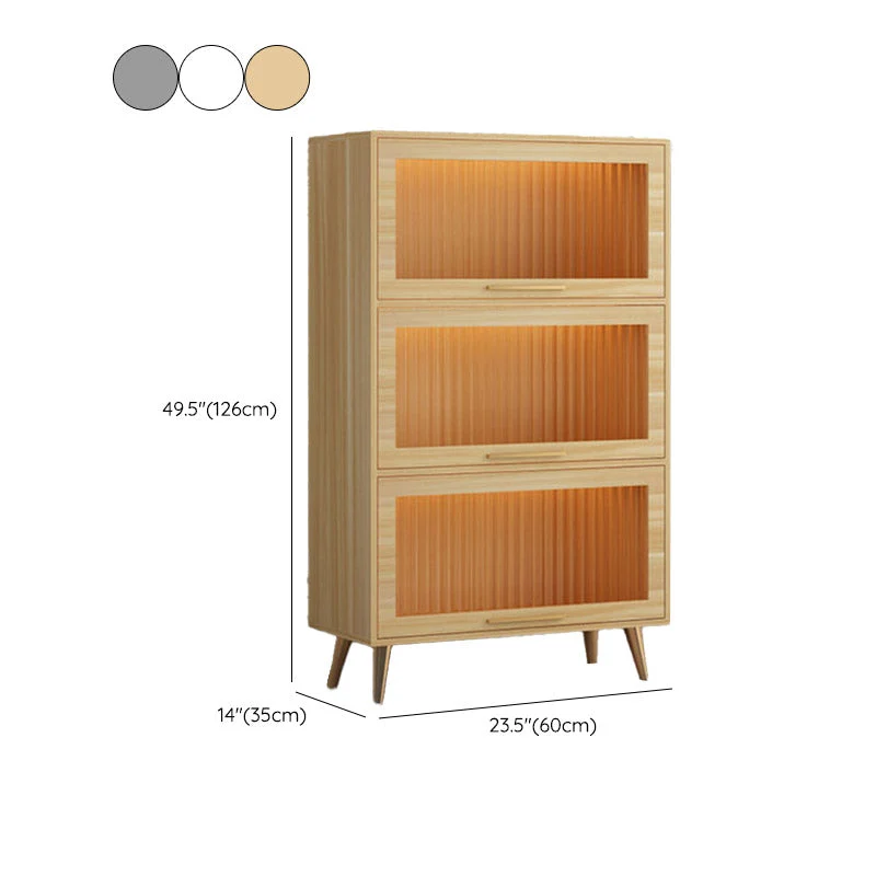 Aparador con puerta de vidrio Glam, tablero lateral de madera de ingenierí sin luces LED Gris Clearhalo