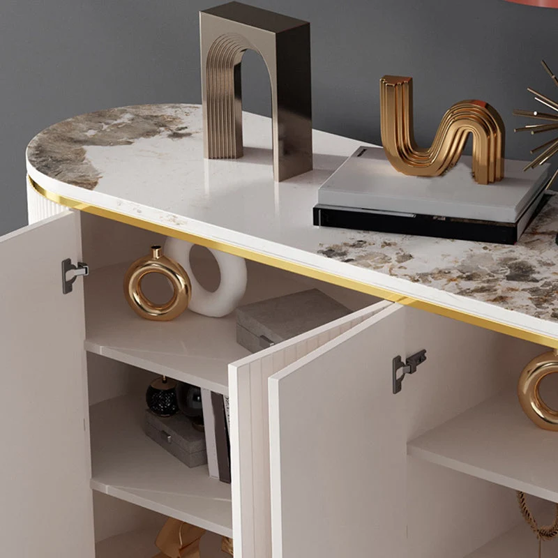 Aparador con tapa de piedra Glam, tablero auxiliar de madera de ingenierí con patas doradas Gris Clearhalo