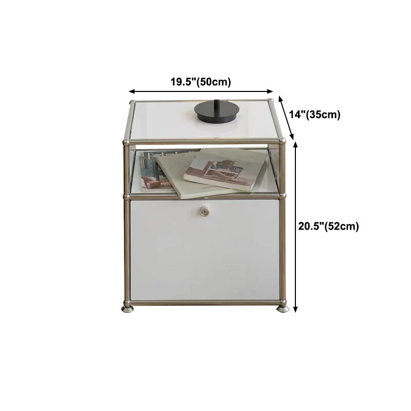 Aparador contemporáneo Aparador de acero inoxidable para sala de estar Blanco Clearhalo
