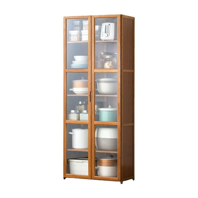 Aparador contemporáneo de bambú Aparador de madera de ingenierí para cocina Bronceado Clearhalo