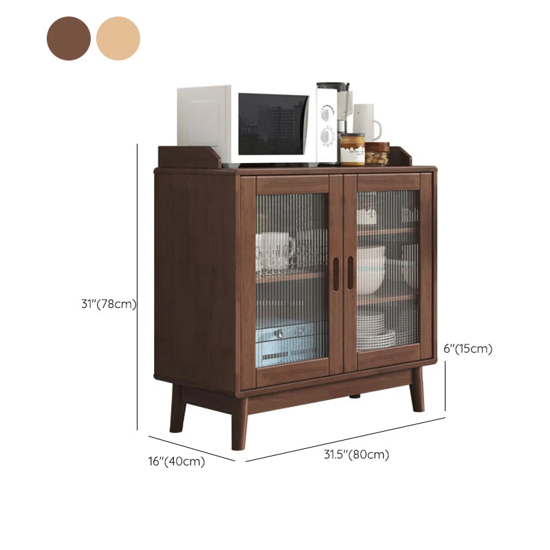Aparador contemporáneo Buffet Servidor de comedor de madera maciza de madera de caucho Nuez Clearhalo