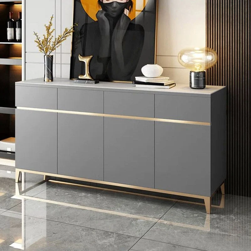 Aparador contemporáneo con 4 cajones, servidor de comedor para cocina Gris Clearhalo