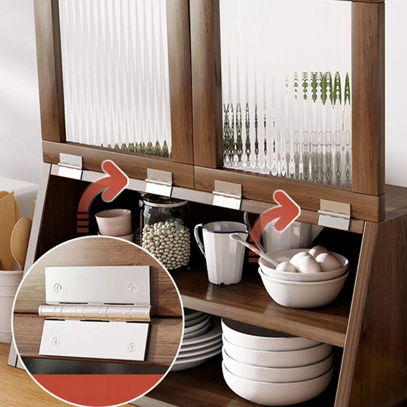 Aparador contemporáneo de madera maciza de 13,4"H con gabinetes Madera Clearhalo