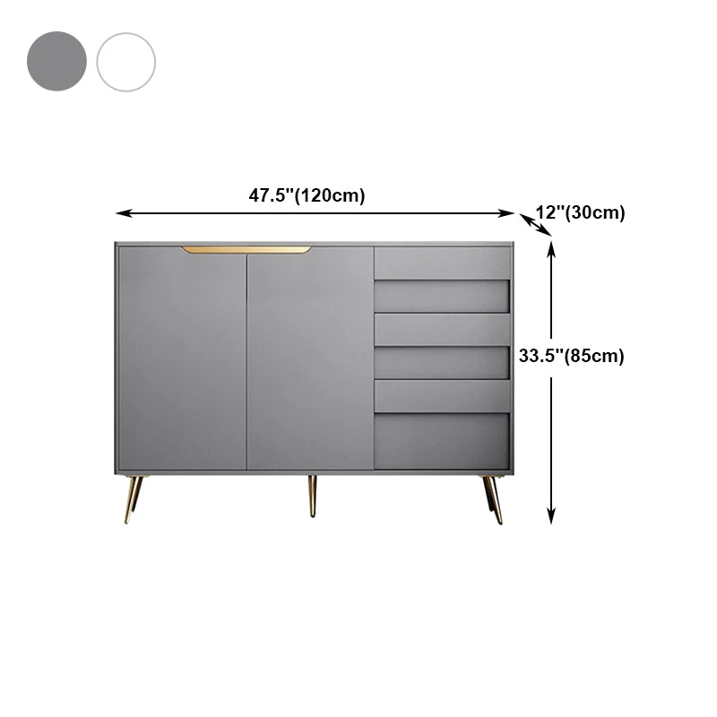 Aparador de estanterí ajustable moderno Credenza de madera de ingenierí de 3 cajones para sala de estar Blanco Clearhalo