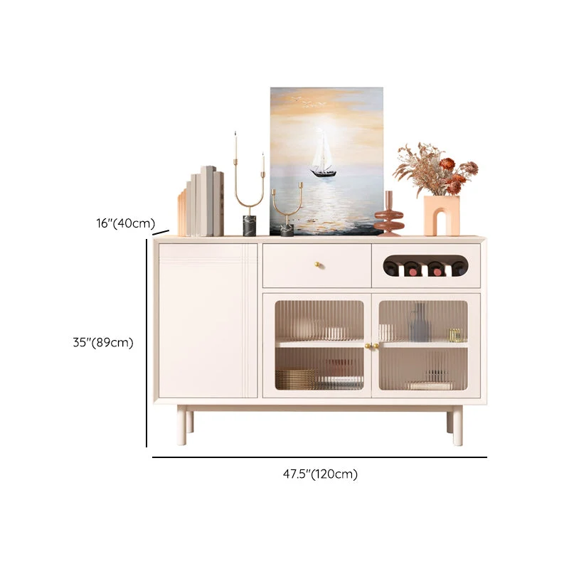 Aparador estilo buffet con puertas de vidrio y piedra Credenza estilo Glam, cajones y gabinetes Clearhalo