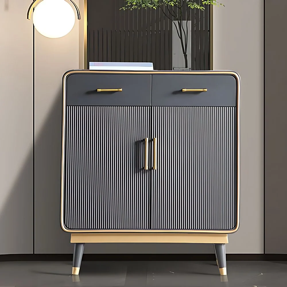 Aparador estilo Glam Aparador de comedor de madera con cajones y almacenamiento Gris Clearhalo