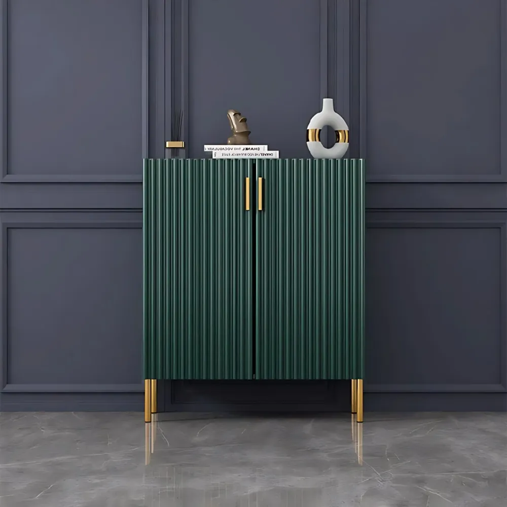 Aparador estilo Glam, aparador de comedor de madera con puertas para sala de estar Verde Clearhalo