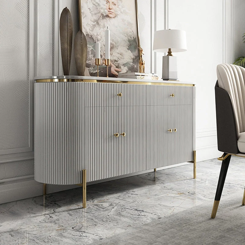 Aparador estilo Glam Buffet Gabinetes de mármol sintético Aparador buffet Negro Clearhalo