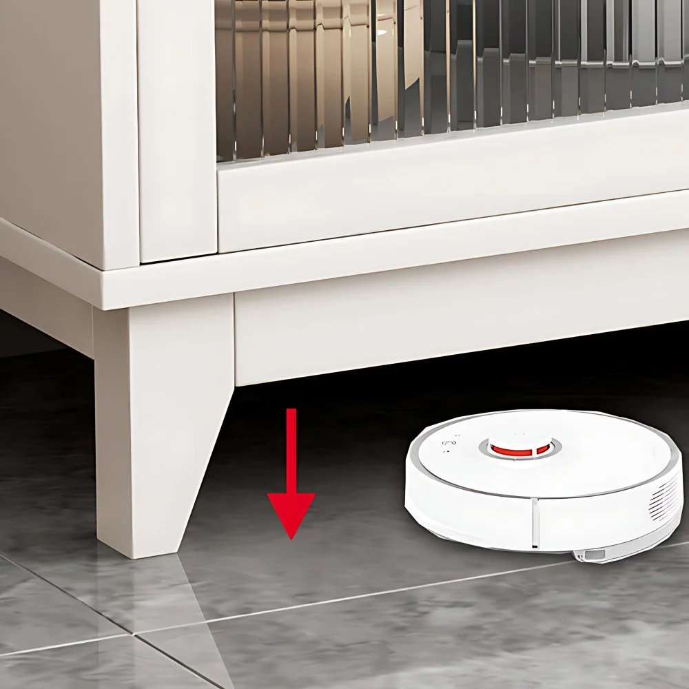 Aparador estilo Glam, mesa con puertas corredizas de vidrio, aparador para comedor Clearhalo
