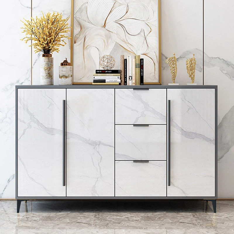 Aparador estilo Glam, tablero lateral de madera de ingenierí para sala de estar Oro Clearhalo