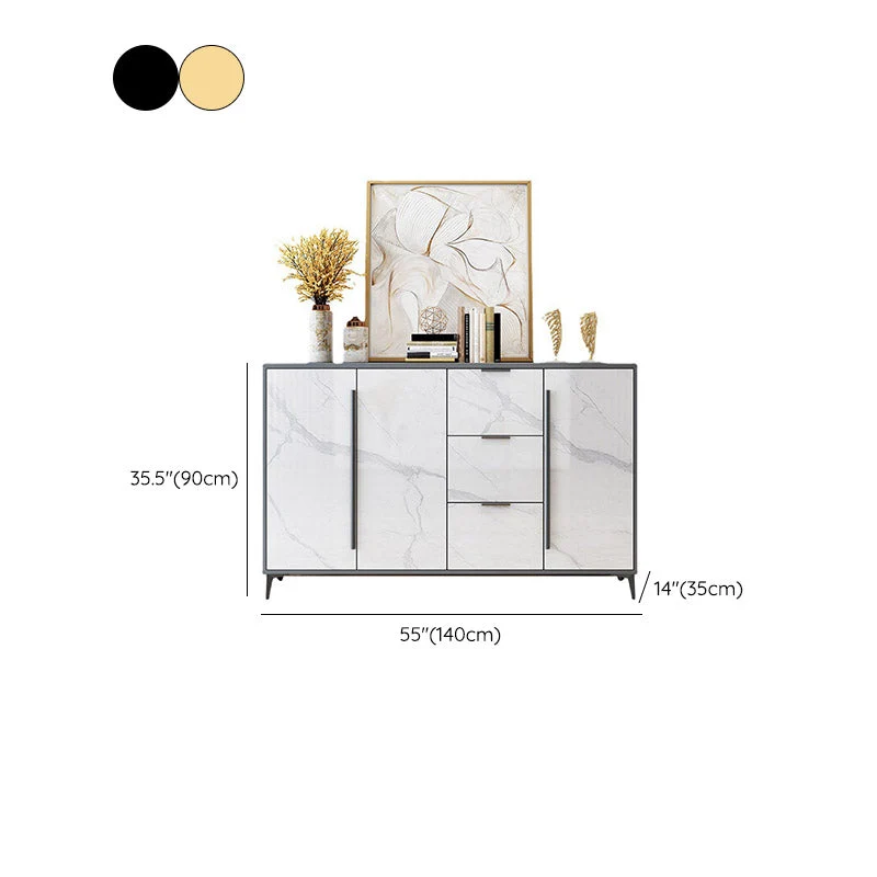 Aparador estilo Glam, tablero lateral de madera de ingenierí para sala de estar Oro Clearhalo