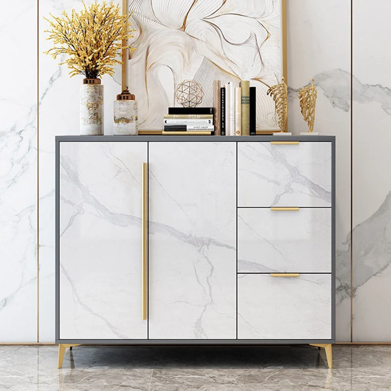 Aparador estilo Glam, tablero lateral de madera de ingenierí para sala de estar Oro Clearhalo