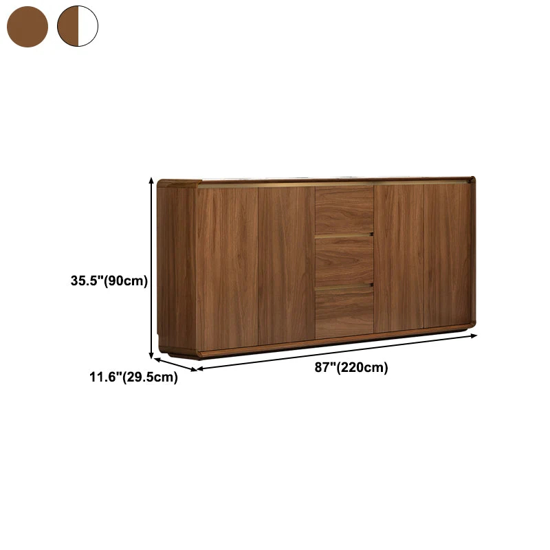 Aparador de estilo moderno con tapa de piedra sinterizada con puerta y cajón para comedor Marron Clearhalo