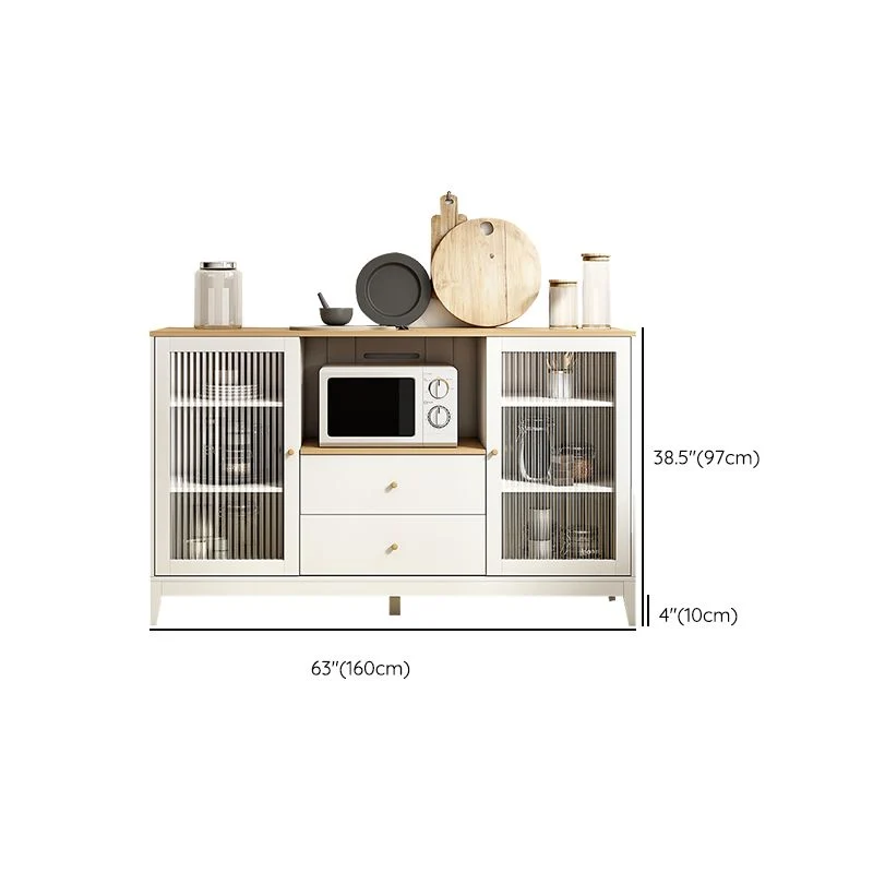 Aparador estilo moderno de madera con mueble y cajones Blanco Clearhalo