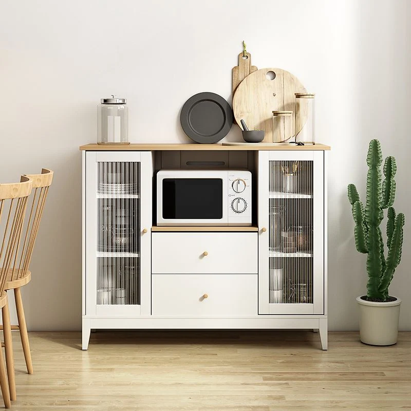 Aparador estilo moderno de madera con mueble y cajones Blanco Clearhalo