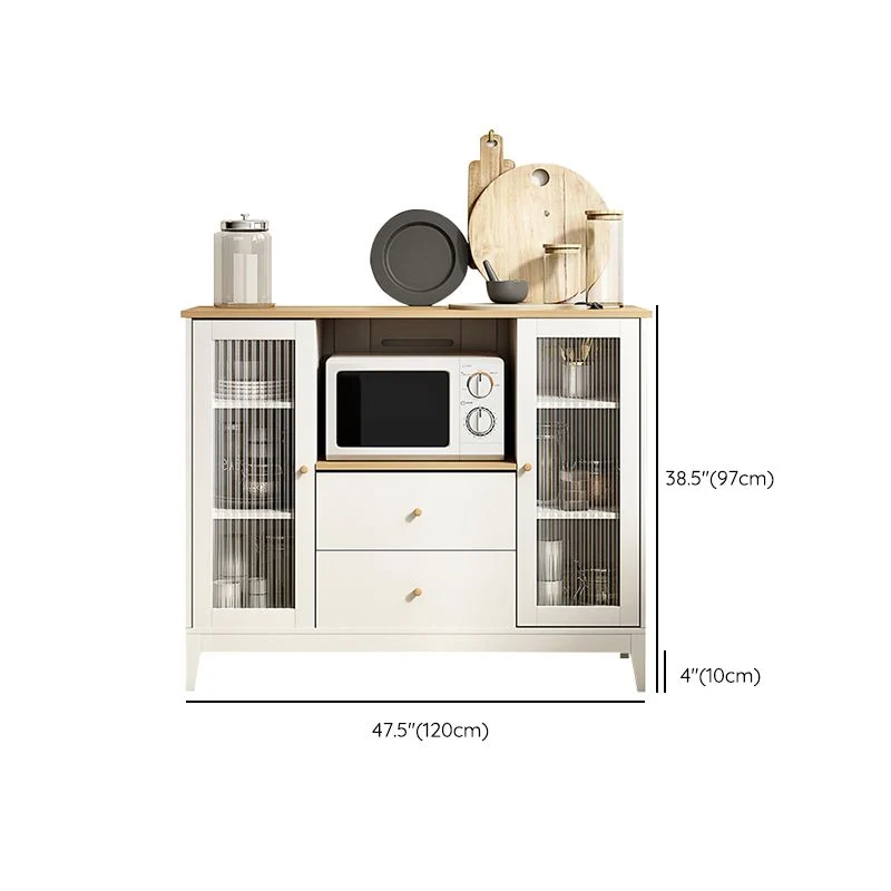 Aparador estilo moderno de madera con mueble y cajones Blanco Clearhalo