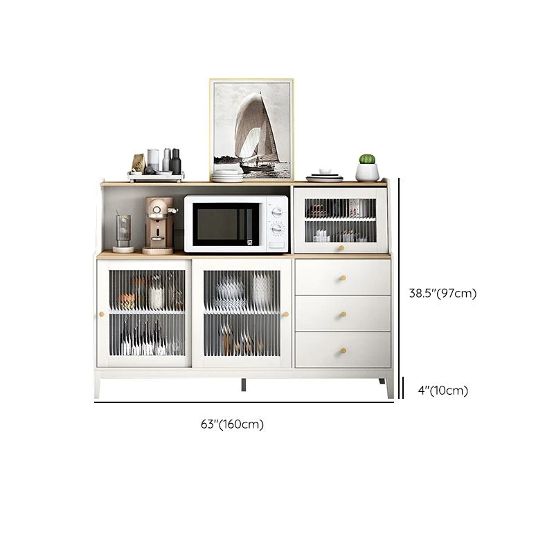 Aparador estilo moderno de madera con mueble y cajones Blanco Clearhalo