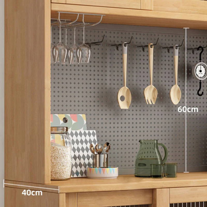 Aparador de estilo moderno de madera maciza, tablero lateral de 78,7 pulgadas de altura con gabinetes y cajones Naturales...