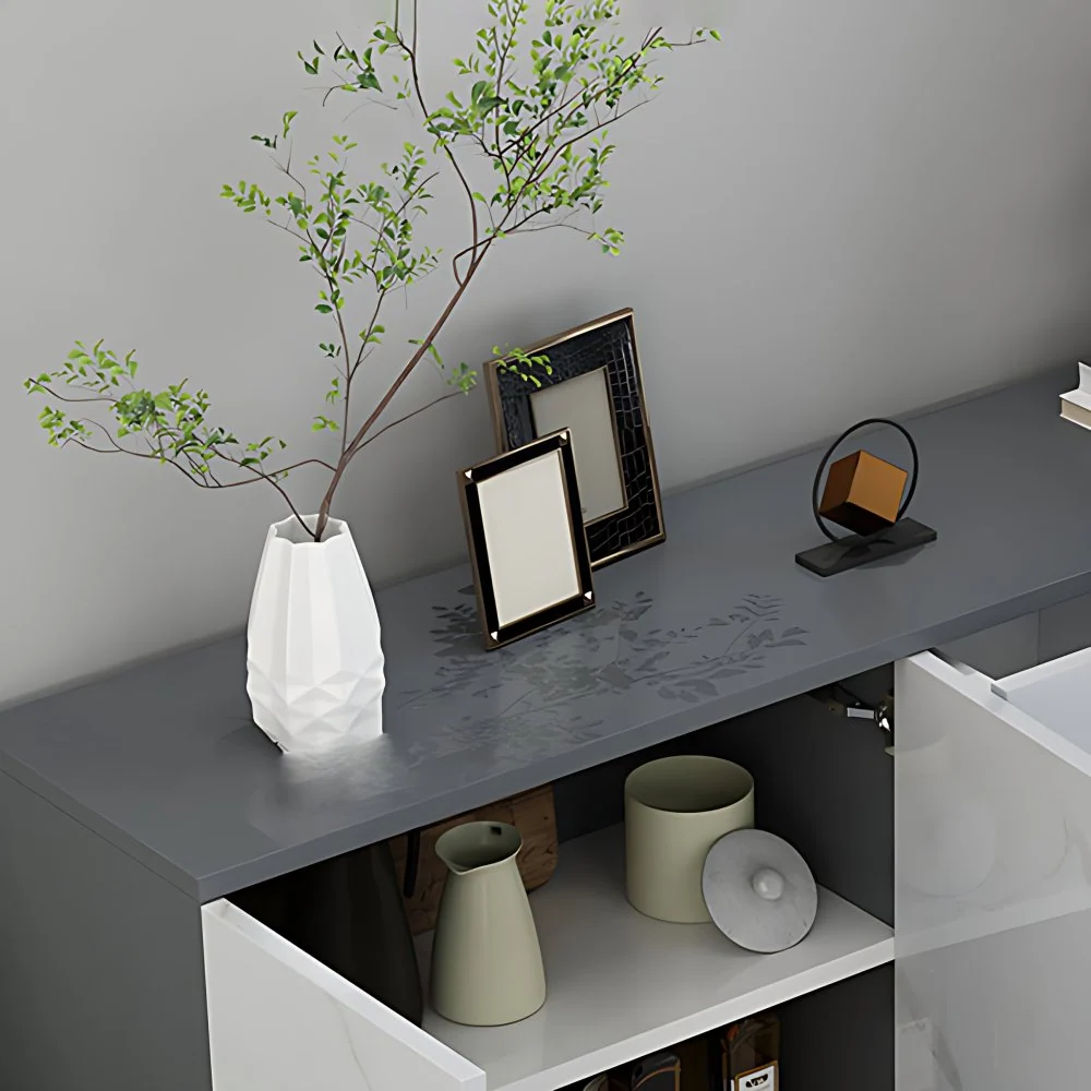 Aparador Glam Aparador de madera artificial con puerta para sala de estar Gris Clearhalo