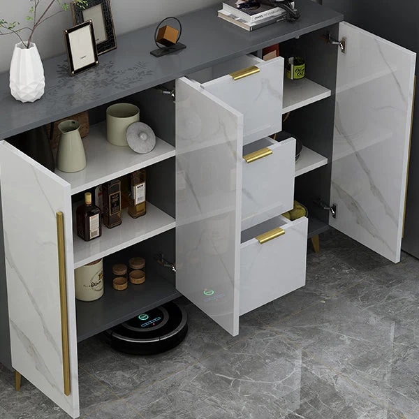 Aparador Glam Aparador de madera artificial con puerta para sala de estar Gris Clearhalo