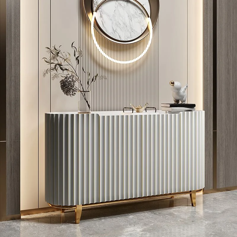Aparador Glam Buffet Aparador de madera con tapa de piedra y estantes Negro Clearhalo