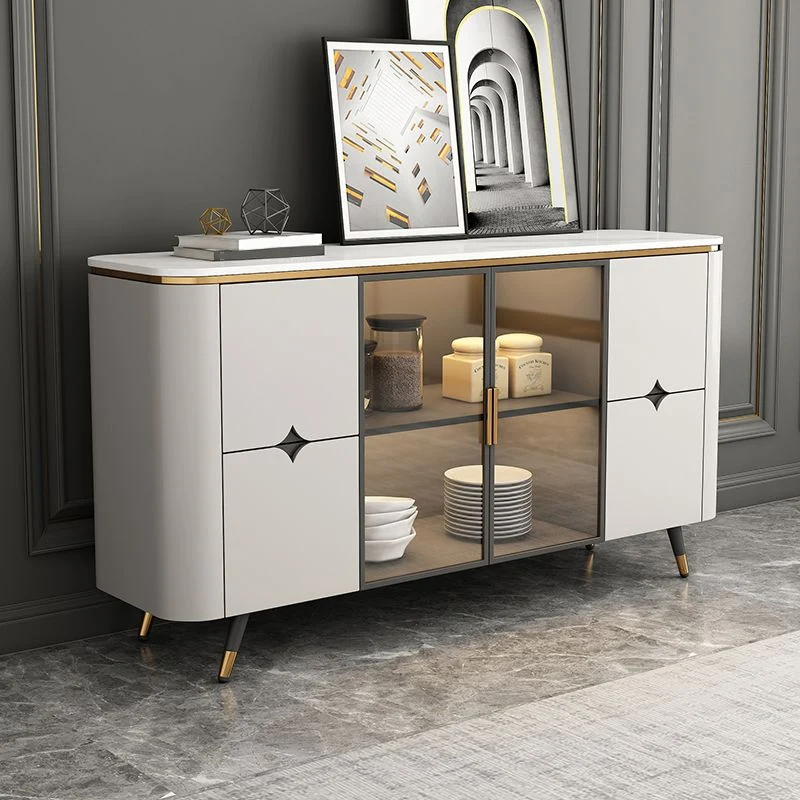 Aparador Glam con cajones, mesa auxiliar beige para cocina Clearhalo