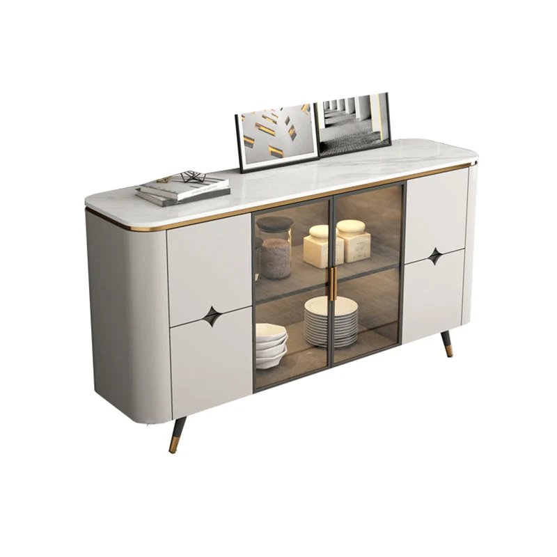 Aparador Glam con cajones, mesa auxiliar beige para cocina Clearhalo