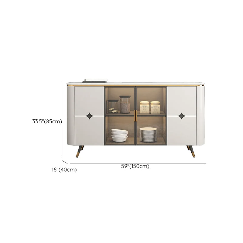 Aparador Glam con cajones, mesa auxiliar beige para cocina Clearhalo