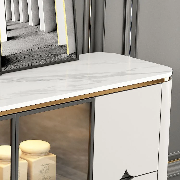 Aparador Glam con cajones, mesa auxiliar beige para cocina Clearhalo